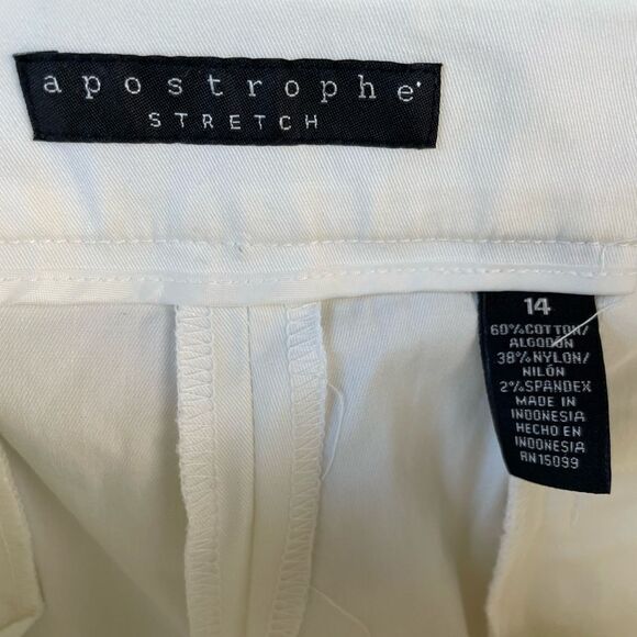 Apostrophe White Stretch Cropped Pants Size 14 EUC - Picture 5 of 5